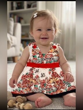 Authentic RARE Ed Hardy Tattoo Style Printed Infant Sundress size 6/9 months